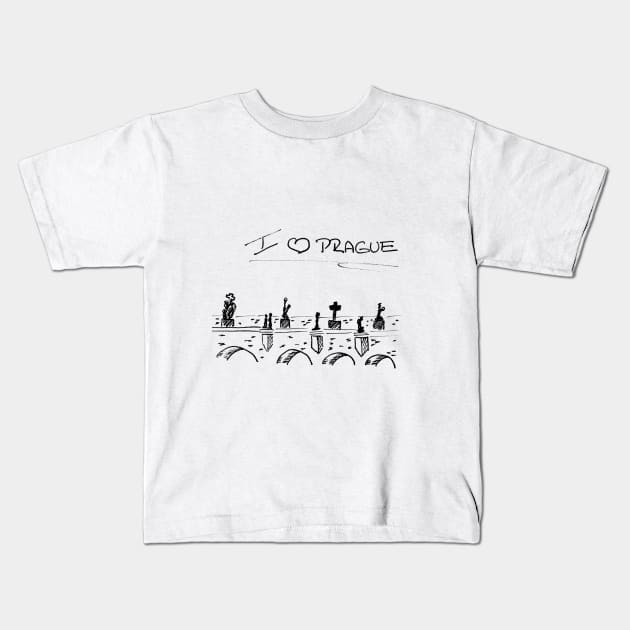 I Love Prague Kids T-Shirt by jitkaegressy